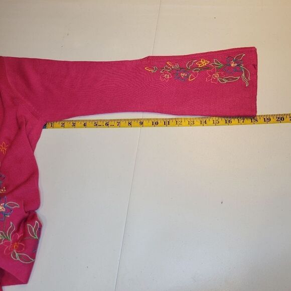 Diane Von Furstenburg Pink Silk Open Cardigan Floral Embroidery Split Cuffs NWT - Picture 12 of 14